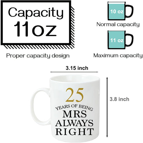 25th Wedding Coffee Mugs Set